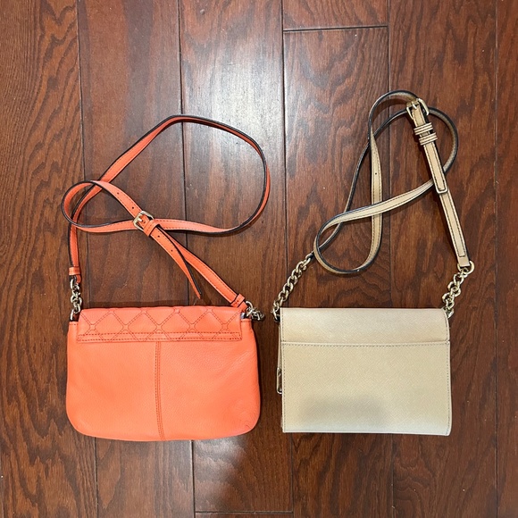 Lot of 2 Calvin Klein Purses Spring color small ladylike Quilted Coral Cream - Picture 3 of 6